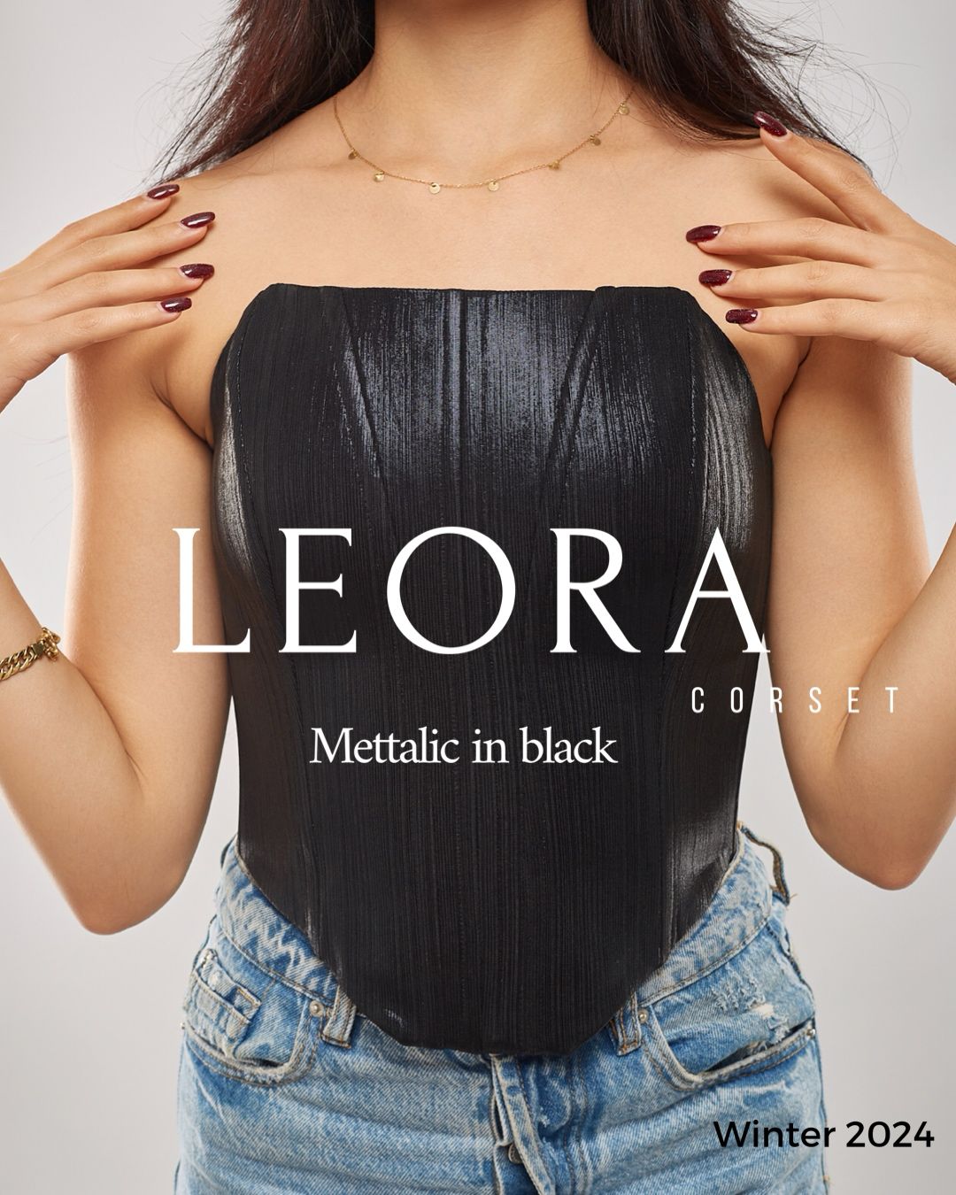 black mettalic corset